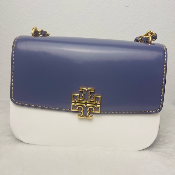 Tory Burch Two-Tone Blue and White Crossbody Bag(Dark lotus)